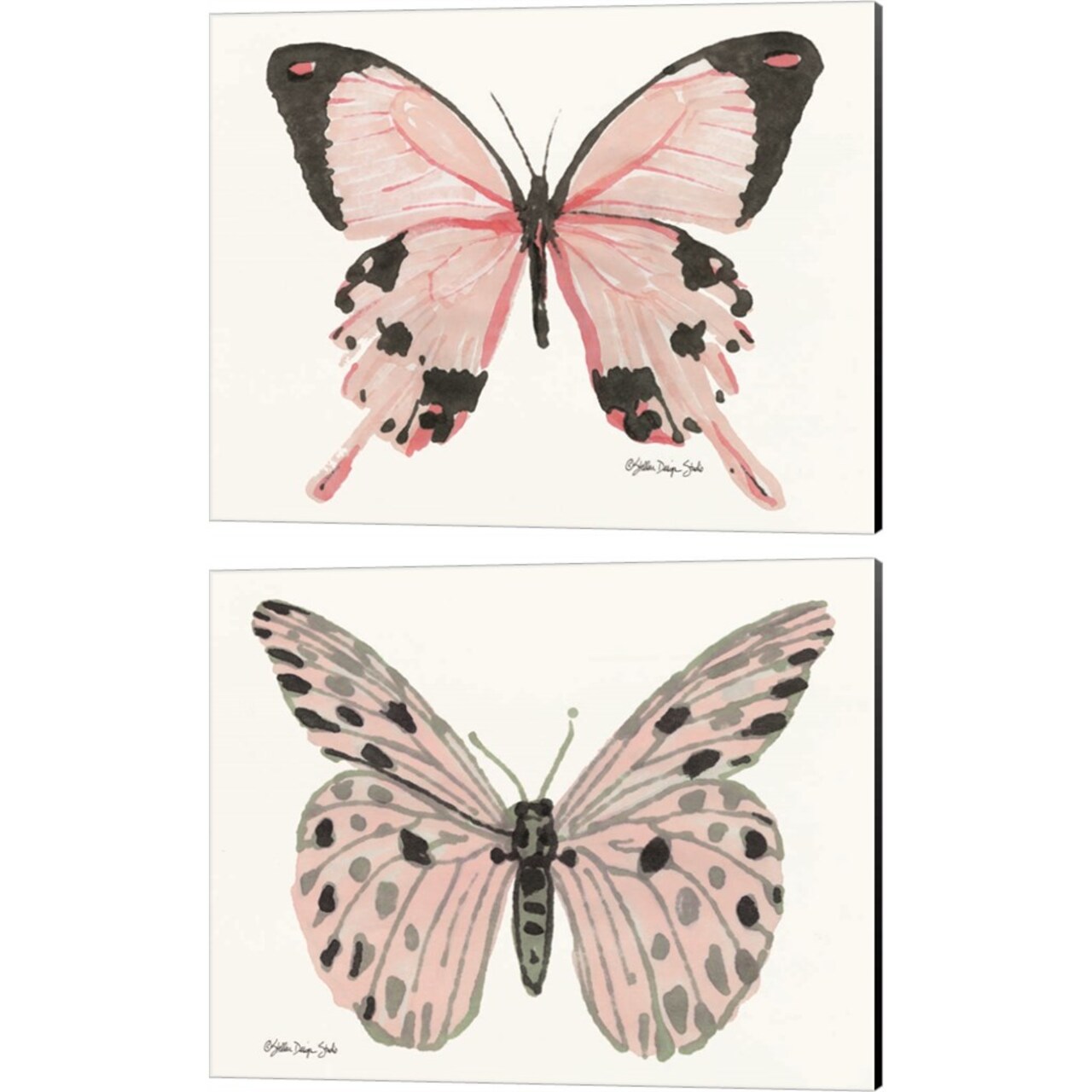 Butterfly by Stellar Design Studio 15" x 12" Canvas Wall Art (Set of 2)